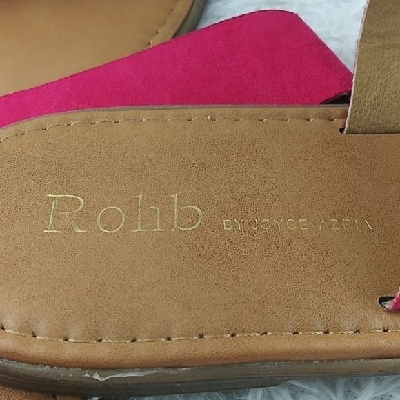 Rohb By Joyce Azria Casablanca Pink Fabric  Two Strap Open Toe Slide Sandal Shoe - Picture 8 of 12